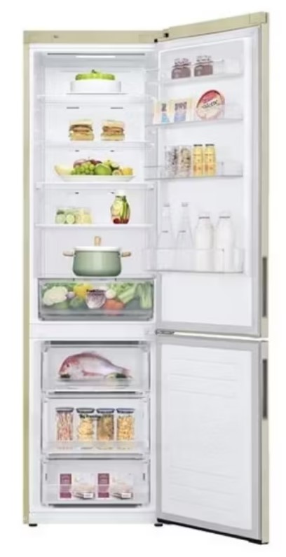 Холодильник LG GA-B509CESL бежевый глянцевый двухкамерный 277/107л морозилка снизу, No Frost