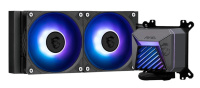 Система жидкостного охлаждения/ Water Cooling System MSI MAG CORELIQUID A15 240 (240W, 240mm, Black, ARGB/ Fans: 2x120mm, 64.89CFM, 28.7dBA, 2050RPM/ Pump 20dBA, 3400RPM, Rad thickness 27mm/ S: 1851, 1700, AM5, AM4)