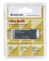Defender Универсальный картридер Ultra Swift USB 2.0, 4 слота, скорость до 5 Гбит/с, режим «горячей» замены.