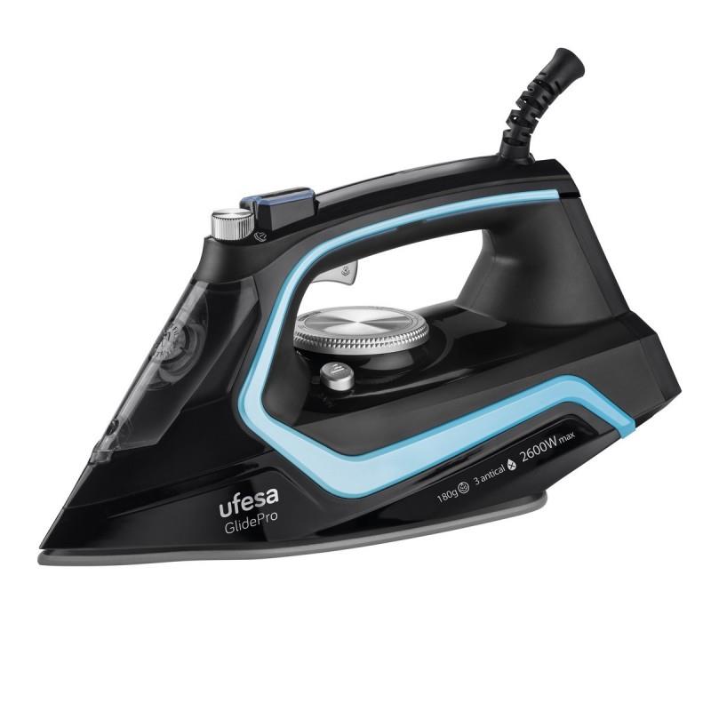 Утюг Ufesa PV2600 GLIDEPRO черный/голубой, 2600 Вт, 35 г/мин, 180 г/мин, 280 мл