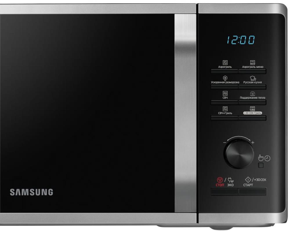 Микроволновая печь Samsung MG23K3575AS серебристый/черный, 23 л, 800 Вт, переключатели - кнопки, поворотный механизм