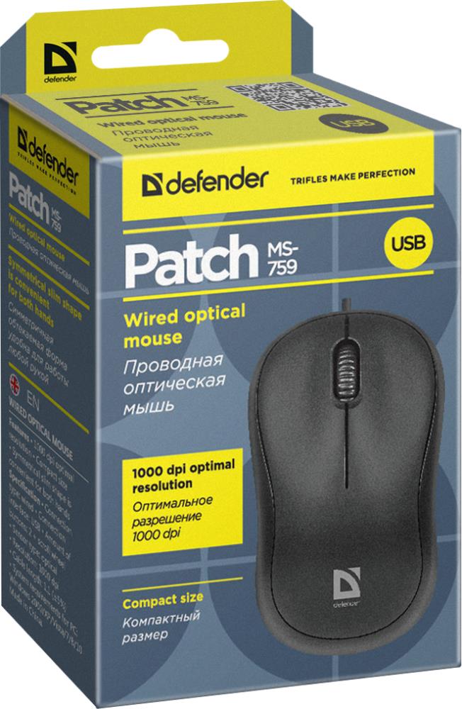 Мышь проводная PATCH MS-759 черная 52759 DEFENDER