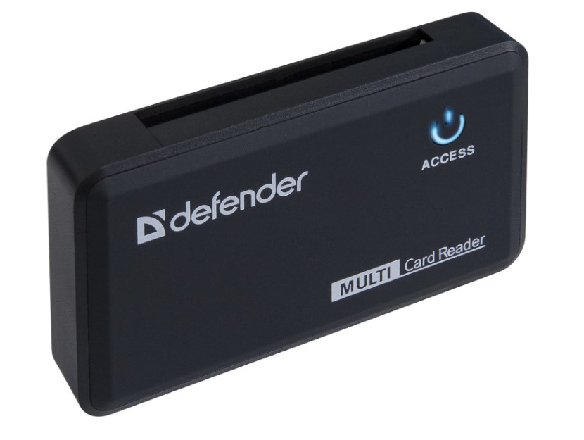 Кард-ридер Defender Optimus/черный/CF/MMC/MS/MS Duo/MS Micro M2/MS Pro/MS Pro Duo/RS-MMC/SD/SDHC/micro-SD/mini-SD/miсro-SDHC/USB 2.0 A(M)/черный