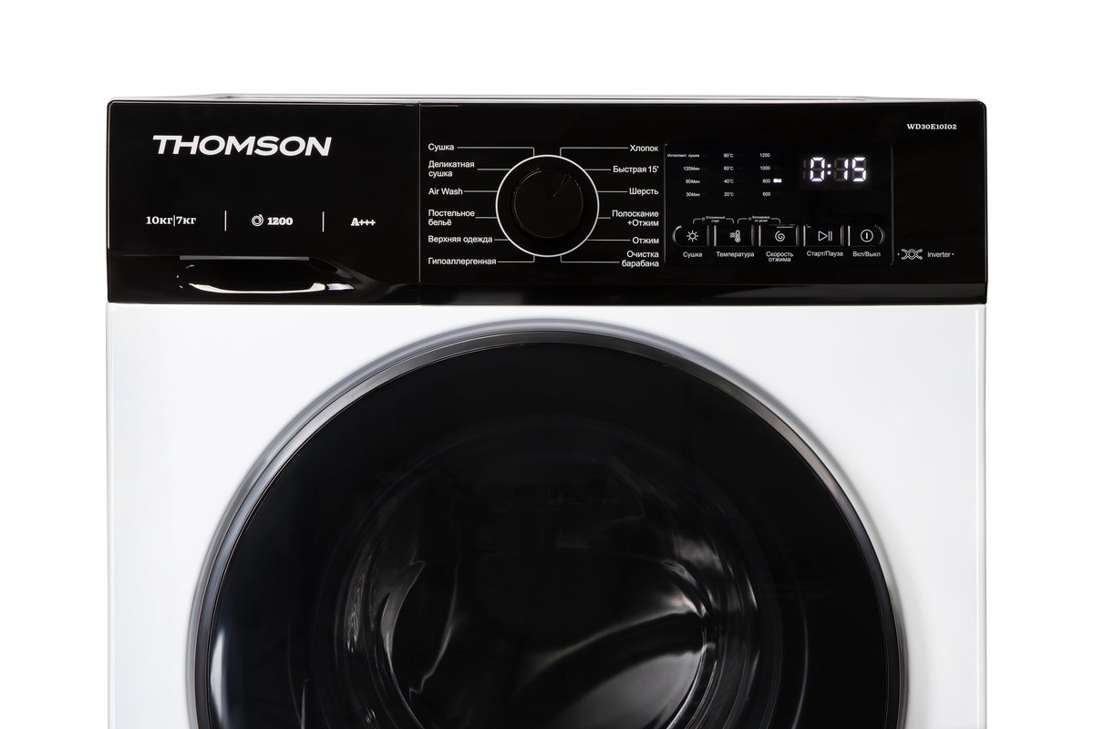 Стирально-сушильная машина Thomson WD30E10I02 белая, загрузка фронтальная 10кг, 1200 об/мин., класс: A+++