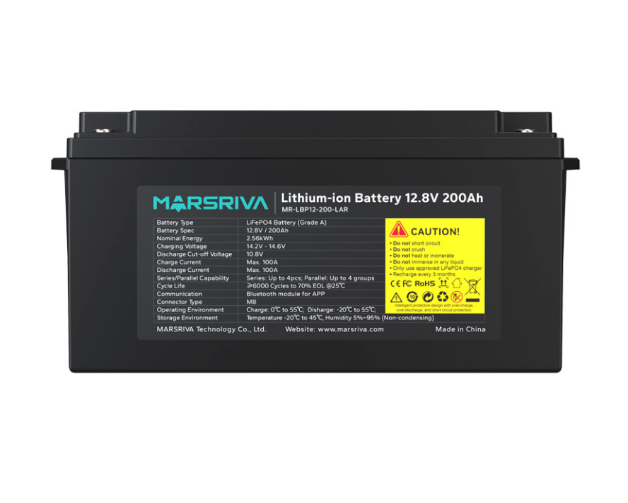LiFePO4 Батарея MR-LBP12-200-LAR, 12.8В/200Ач, Класс А, 2.56кВт*ч, 6000 циклов MARSRIVA
