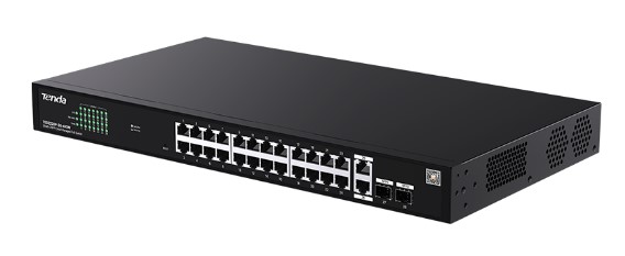 TENDA TEG2228P-24-410W Коммутатор с облачным управлением PoE, 28 портов, 26x1 Гбит/с, PoE 24х30 Вт (до 370Вт), SFP 2x1 Гбит/с, установка в стойку