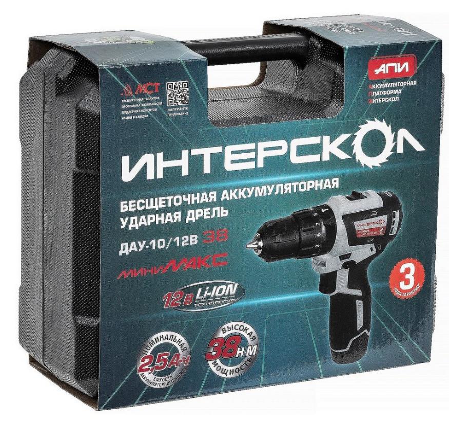 Дрель-шуруповерт аккумуляторная 12V ИНТЕРСКОЛ 767.2.2.45 