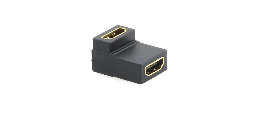 Адаптер [99-9797111] Kramer Electronics [AD-HF/HF/RA] для цифровых интерфейсов HDMI розетка на HDMI розетку (угловой)
