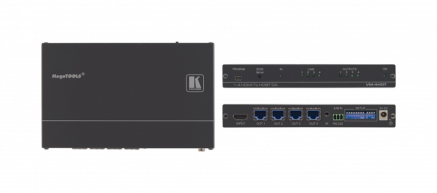 Передатчик Kramer Electronics [VM-4HDT] HDMI по витой паре HDBaseT с четырьмя выходами; до 70 м