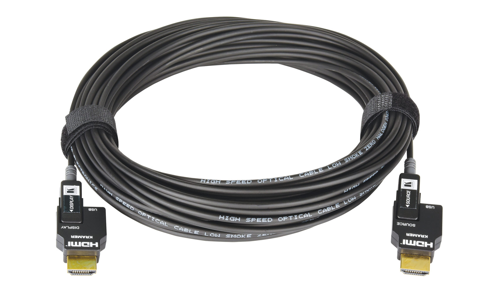Кабель [97-0406050] Kramer Electronics [CLS-AOCH/60-50] малодымный оптоволоконный HDMI (Вилка - Вилка), поддержка 4К 60 Гц (4:4:4), 15 м