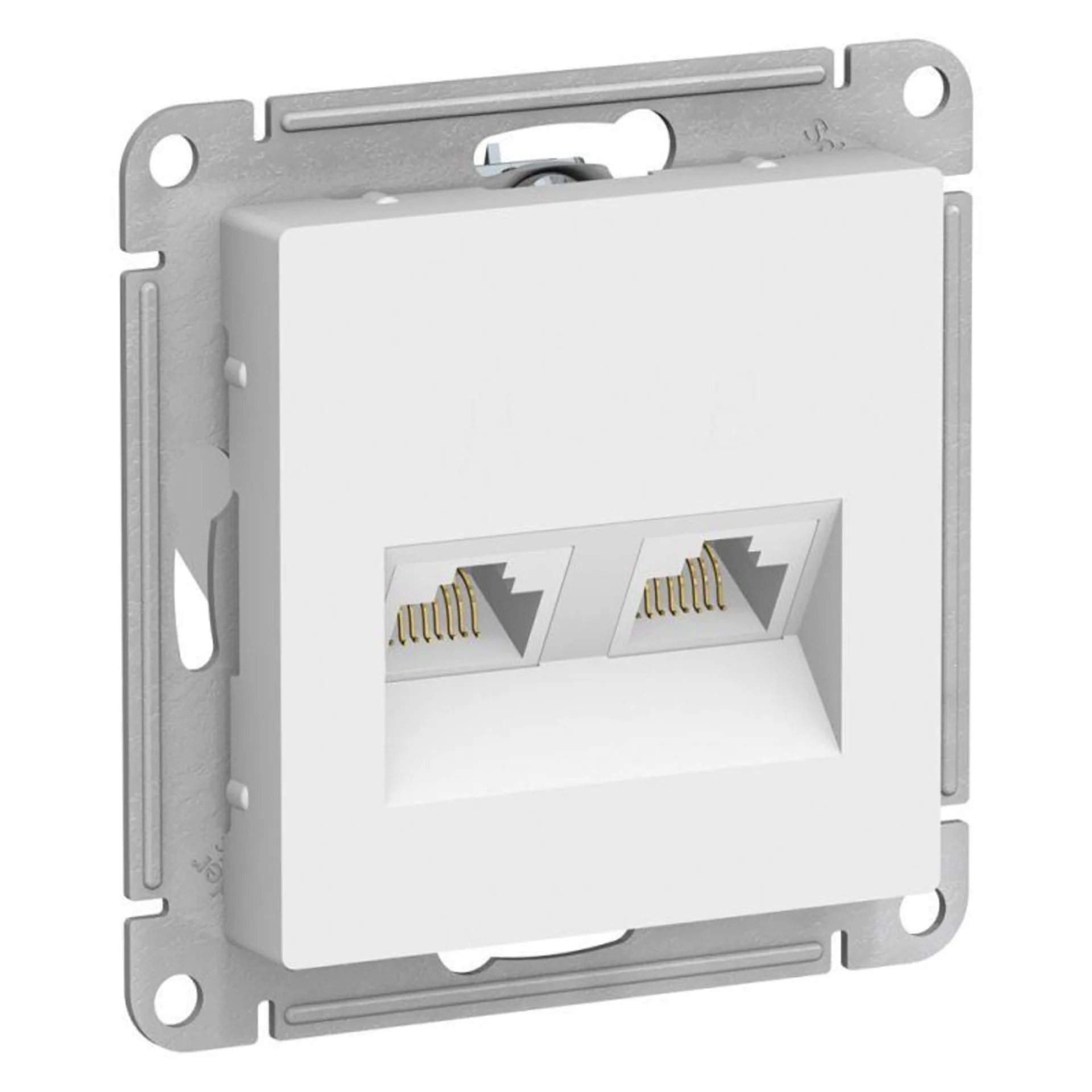 Systeme electric ATN000185 ATLASDESIGN РОЗЕТКА двойная компьютерная RJ45+RJ45, кат.5E, механизм, БЕЛЫЙ