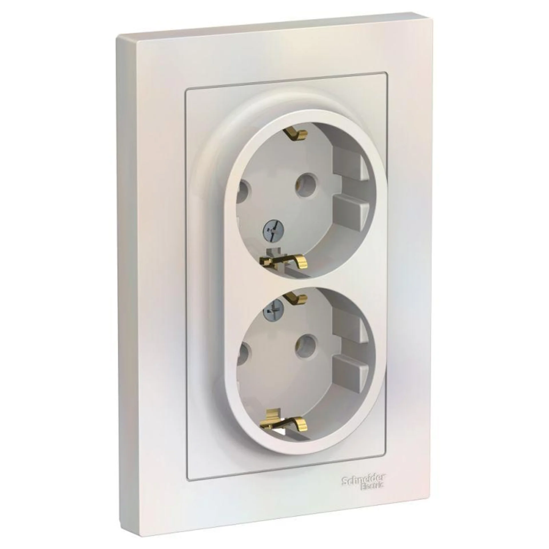 Розетка 2-м СП AtlasDesign 16А IP20 с заземл. в сборе жемчуж. Systeme Electric ATN000424