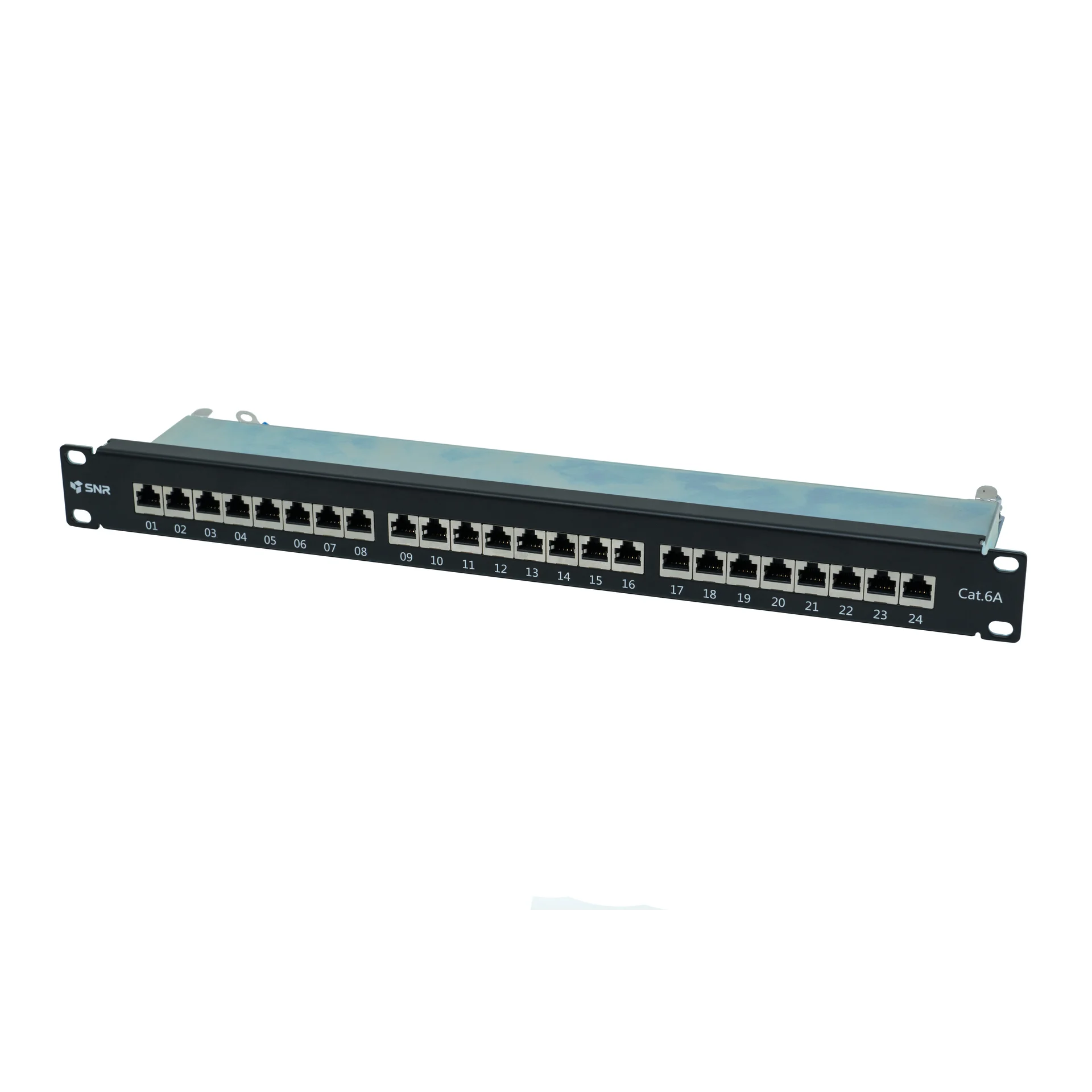 Коммутационная панель SNR, 19" экранированная, 1U, 24 порта, cat.6А, горизонтальная заделка