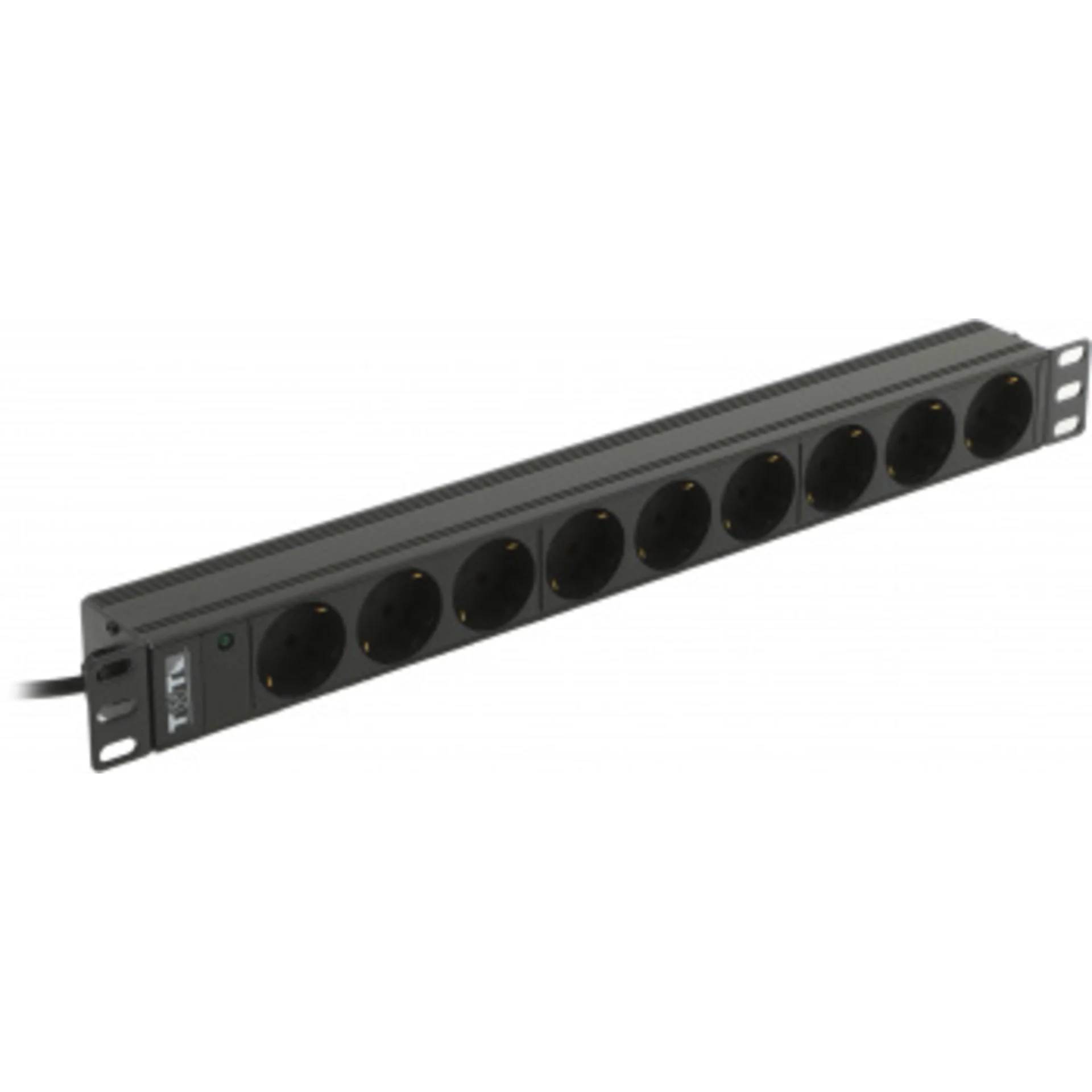 Блок розеток Блок розеток 19", 1-фазный без выключателя, 10A / 250V, 9xSchuko, шнур 3.0 м, разъем C14