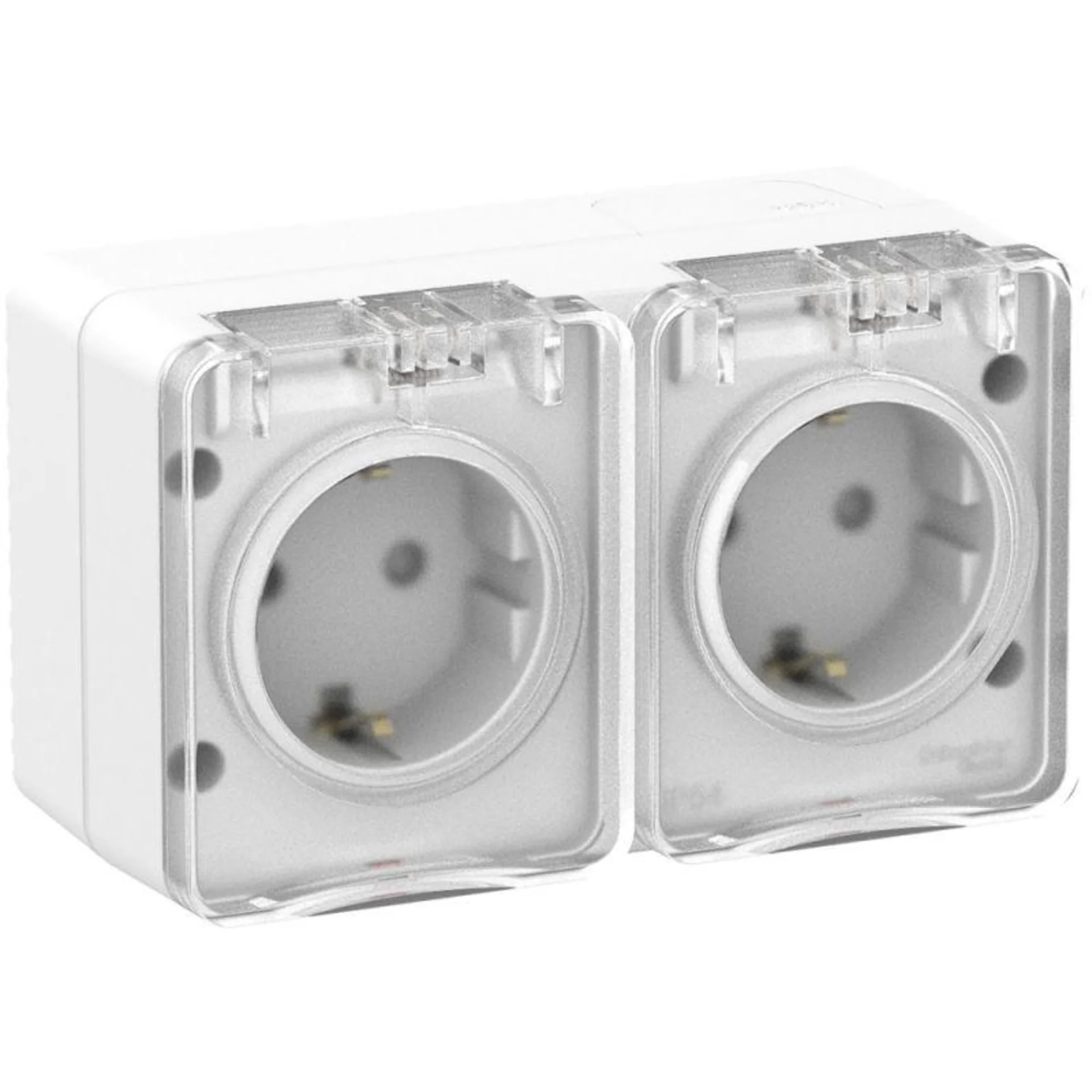 Розетка Systeme Electric ATN540126, 2-местная, с заземлением, IP54, 16А, белый