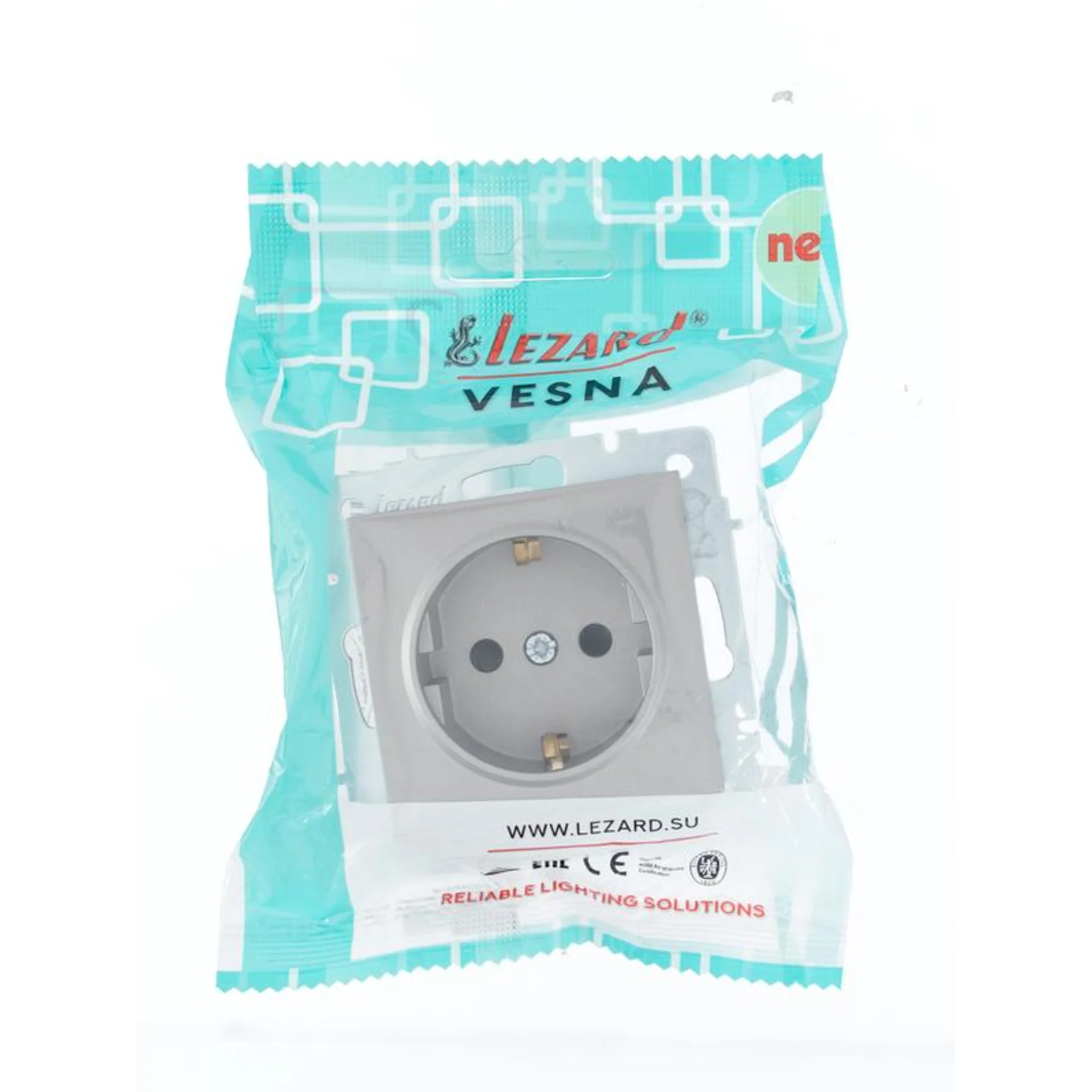 Розетка 1-м СП Vesna с заземл. защ. шторки ПБТ механизм платина LEZARD 742-3588-124B
