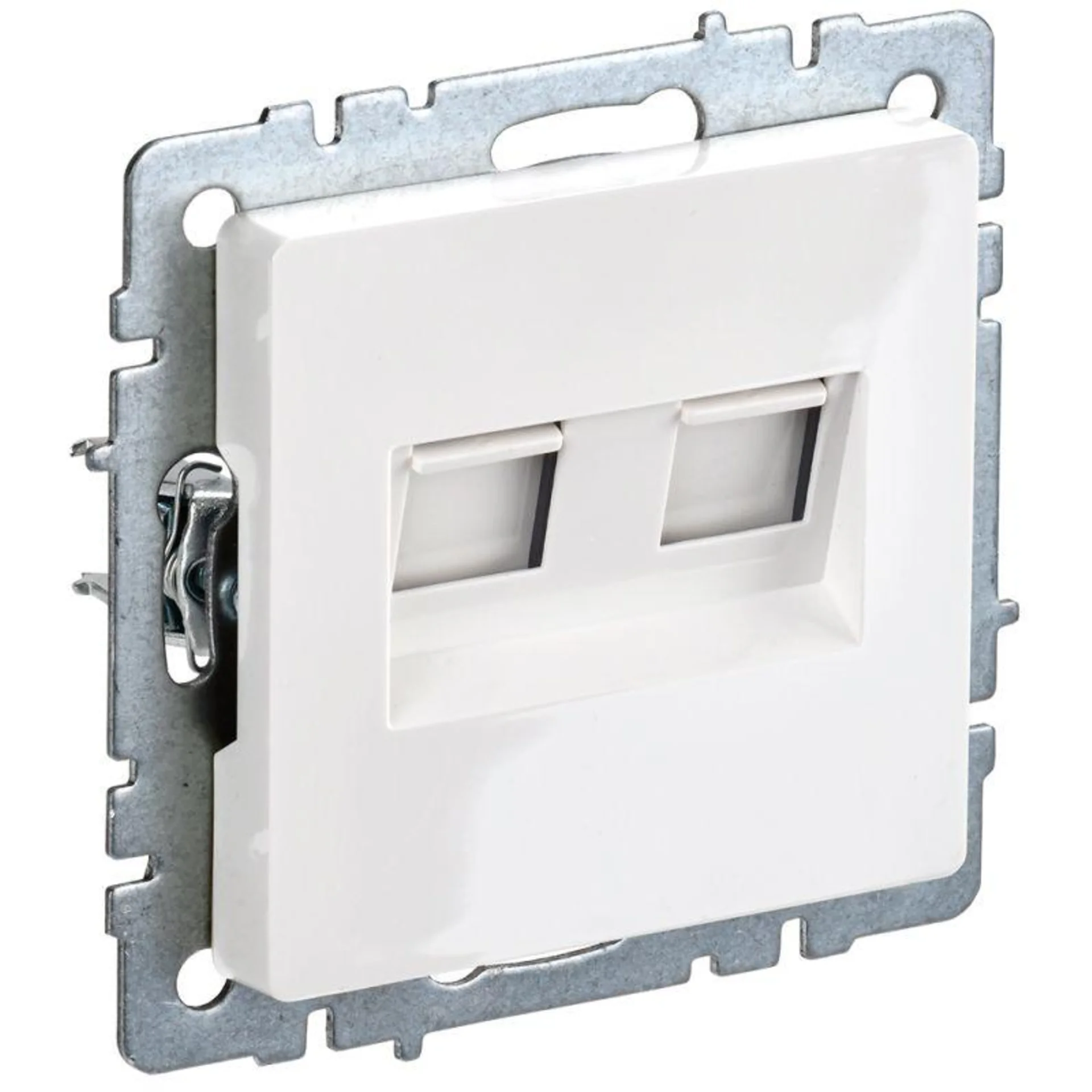 Розетка IEK BR-K20-1-K01 компьютерная двойная СП RJ45 кат.5E BRITE РК10-2-БрБ белая