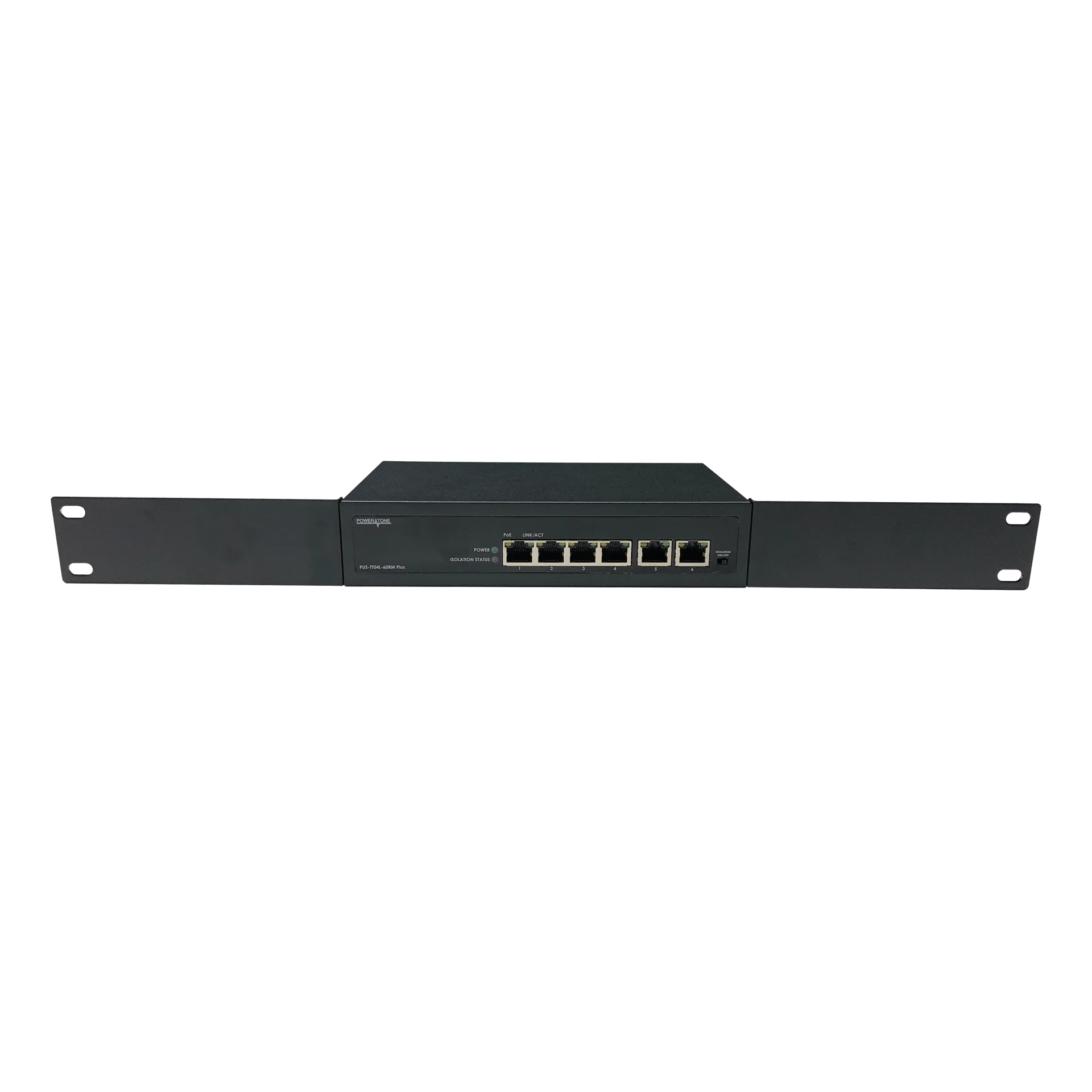 Неуправляемый 4 портовый PoE коммутатор PUS-TT04L-60RM Plus с изоляцией портов и возможностью установки в стойку