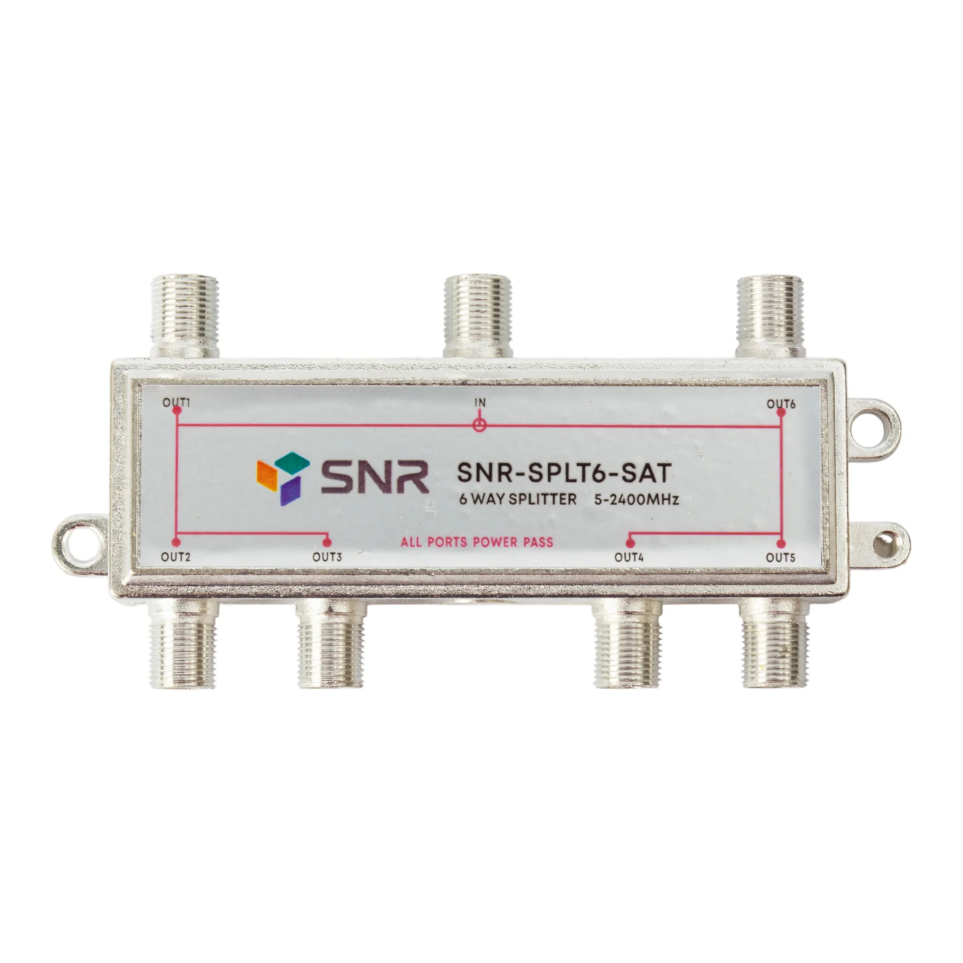 Разветвитель TV-IN-6/TV-OUT, серебристый SNR (SNR-SPLT6-SAT)