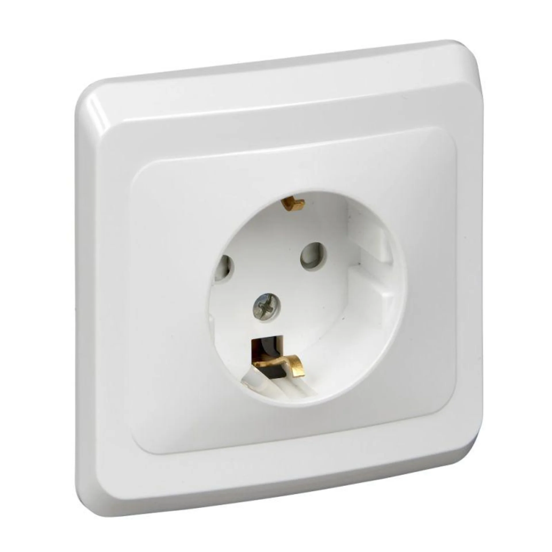 Розетка Systeme Electric PC16-004B, 1-местная, с заземлением, со шторками, скрытой установки, белая