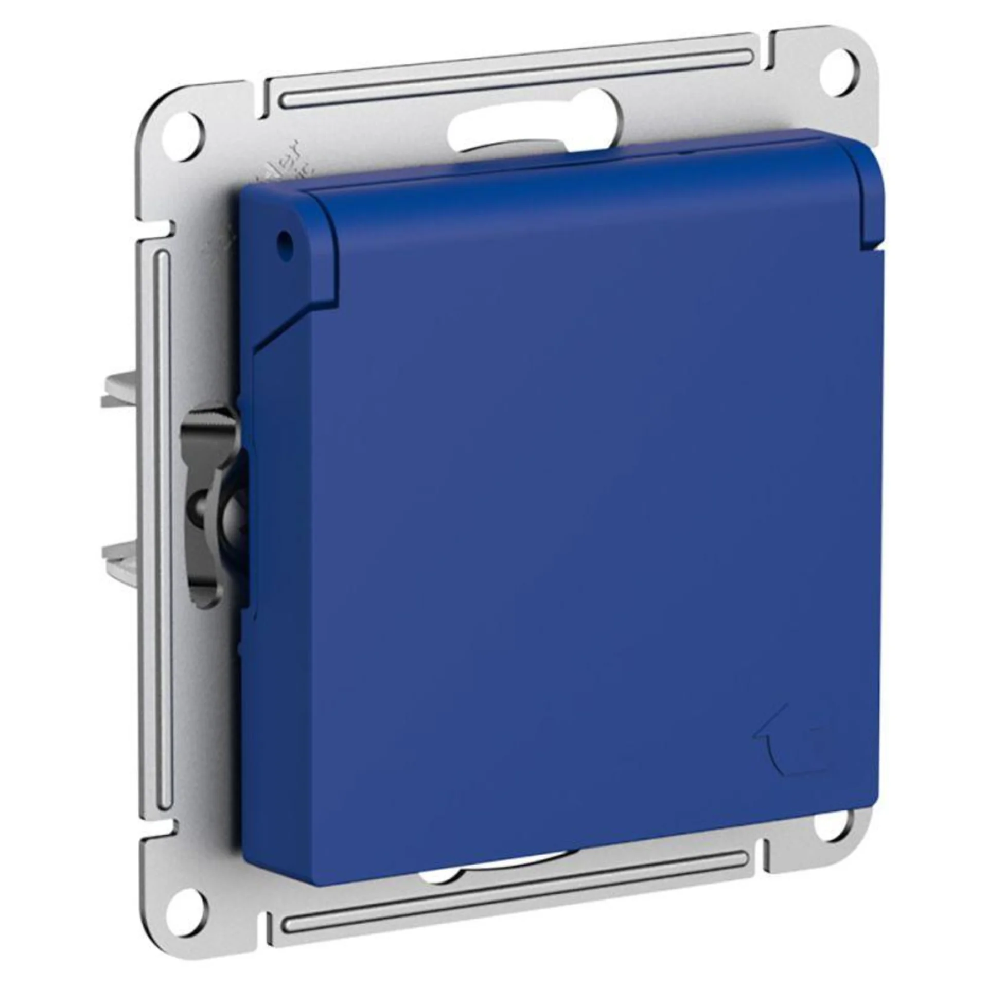 Розетка AtlasDesign 16А IP20 с заземл. защ. шторки с крышкой механизм аквамарин Systeme Electric ATN001146