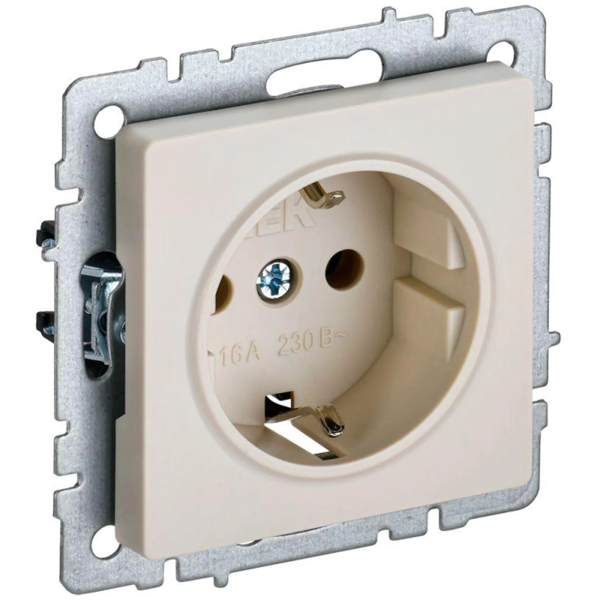 Розетка IEK BR-R14-16-K10 BRITE, 1-мест., с заземлением, шторки, 16А, бежевый