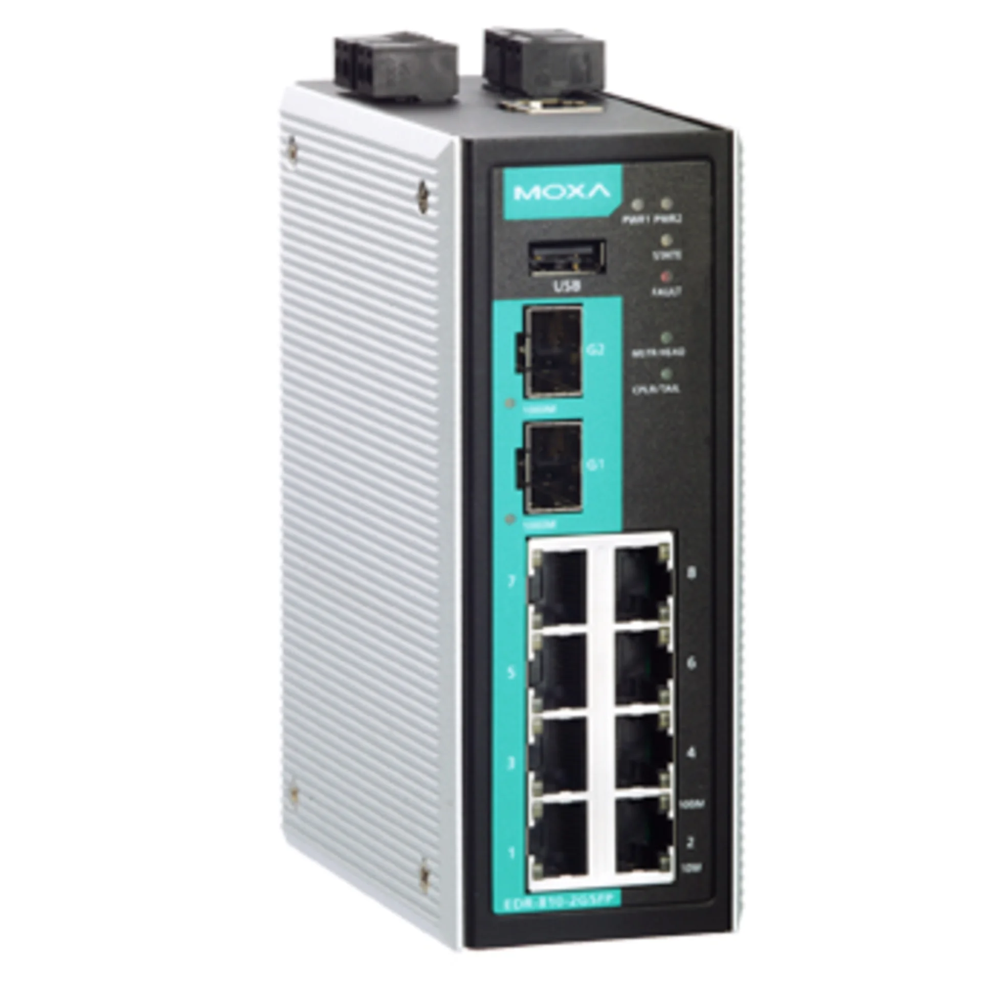 Промышленный маршрутизатор EDR-810-2GSFP: 8 x 10/100BaseT(X) + 2 x 100/1000BaseSFP Ethernet, Firewall/NAT MOXA