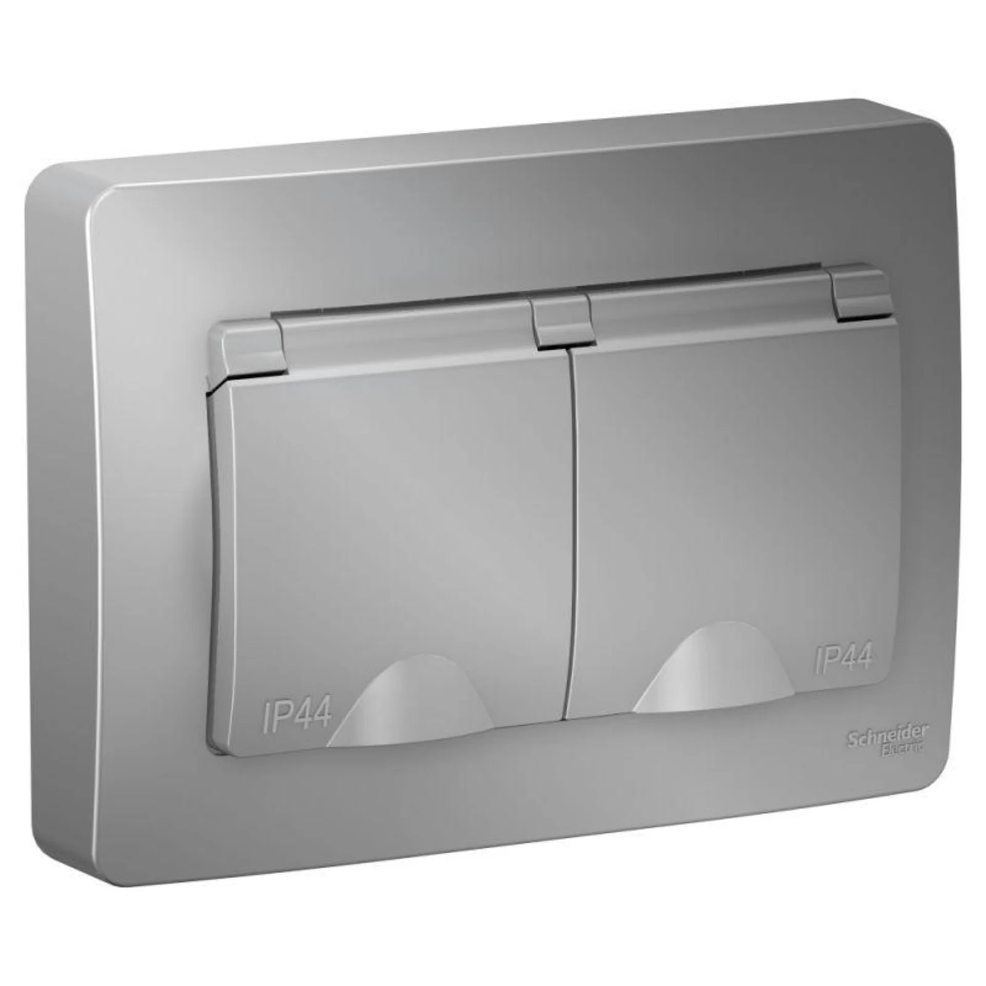 Розетка 2-м СП Blanca 16А IP44 250В с заземл. защ. шторки с крышкой алюм. Systeme Electric BLNRS441123