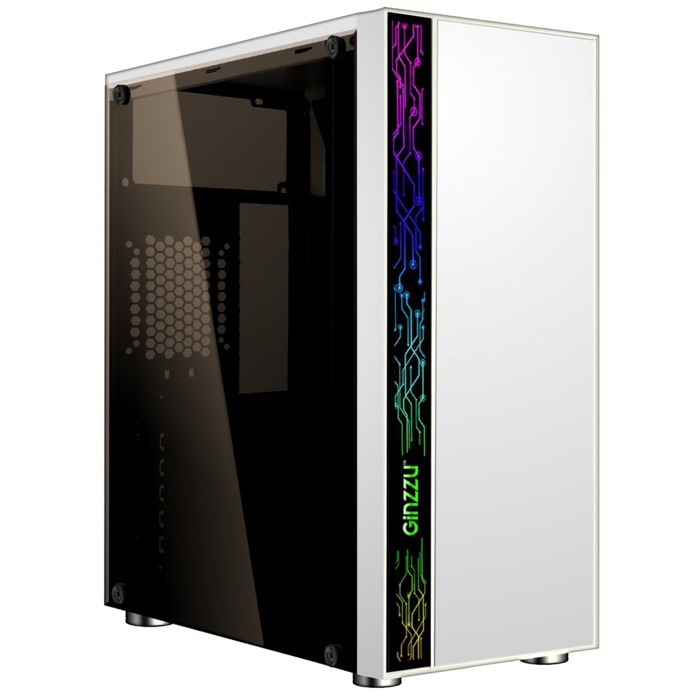 Корпус для ПК GINZZU - A390, 3х2.5", 2х3.5", 1xUSB2.0, 1xUSB3.0, Midi Tower, без БП, цвет белый, A390