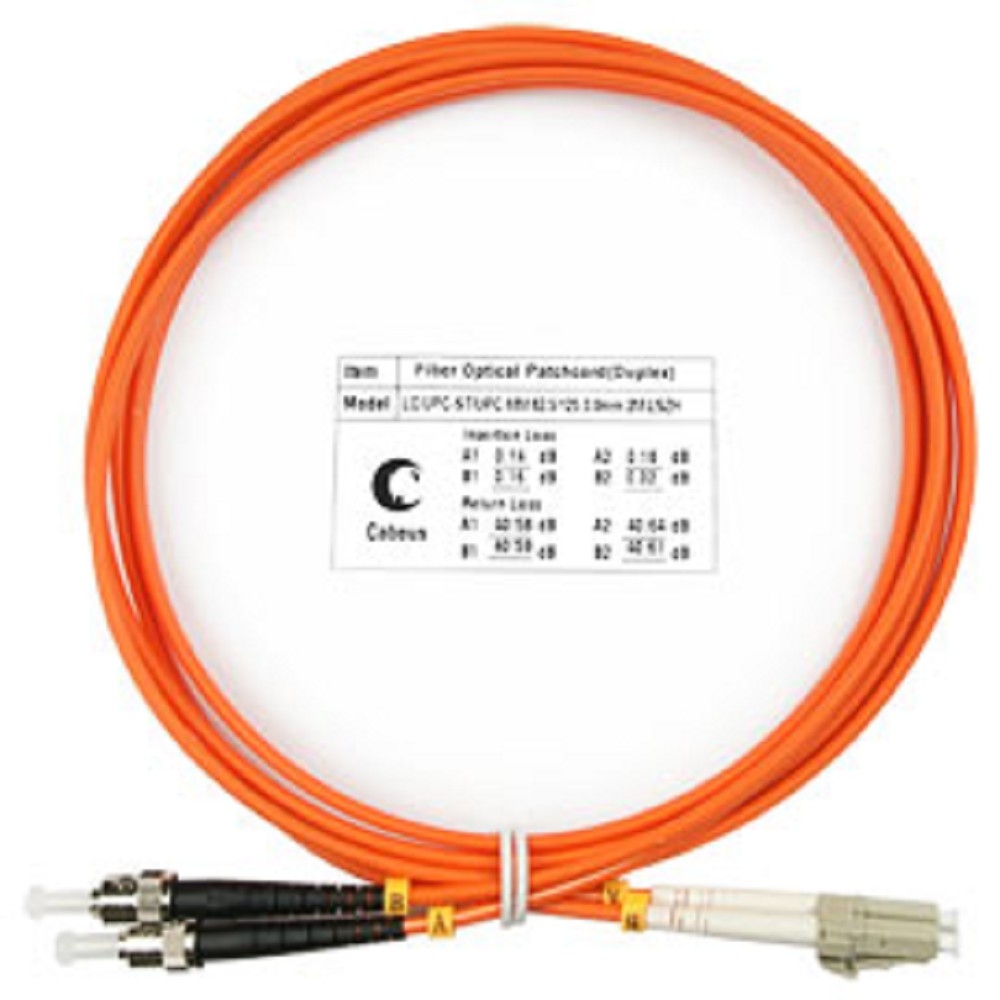 Оптический патч-корд Cabeus, многомодовый, LC/UPC - ST/UPC, LC(UPC) - ST(UPC), 62.5/125 мкм, LSZH, Оранжевый, 2 м, FOP-62-LC-ST-2m