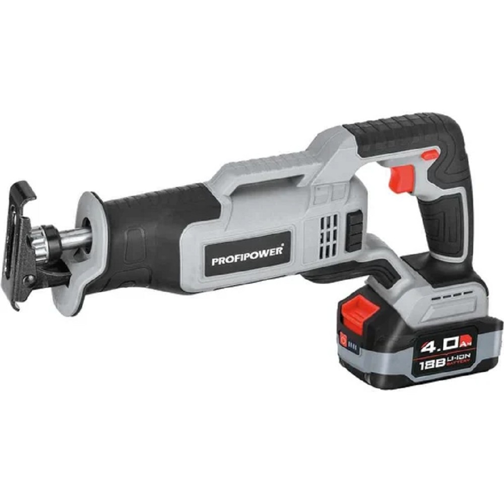 Аккумуляторная бесщеточная сабельная пила PROFIPOWER MKDJR-18V (18В,Li-ion-2шт., 4.0Ач, 0-3100 ход/мин, З/У, в кейсе) [E0090]