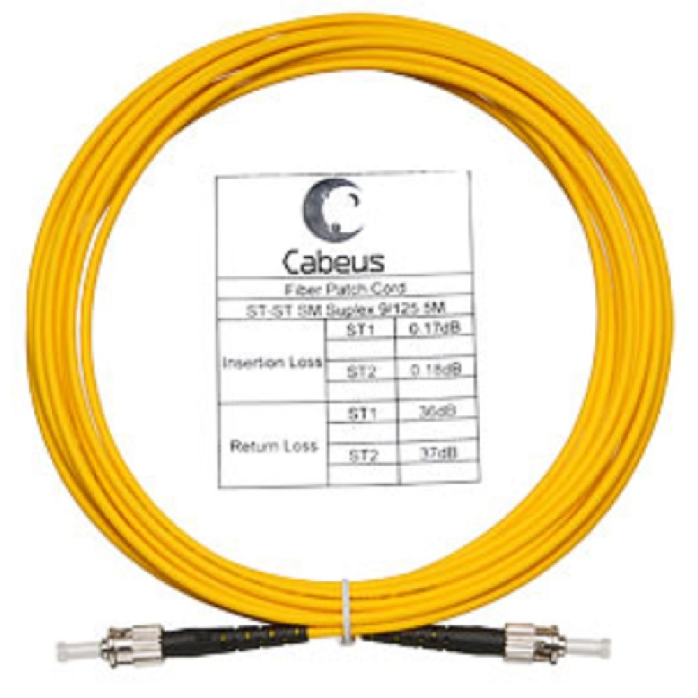 Оптический патч-корд Cabeus, одномодовый, ST/UPC - ST/UPC, ST(UPC) - ST(UPC), 9/125 мкм, LSZH, жёлтый, 10 м, FOP(s)-9-ST-ST-10m