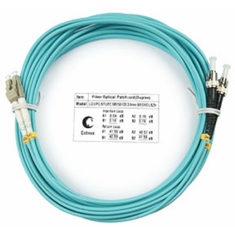 Оптический патч-корд Cabeus, многомодовый, LC/UPC - ST/UPC, LC(UPC) - ST(UPC), 50/125 мкм, LSZH, голубой, 20 м, FOP-50-LC-ST-20m