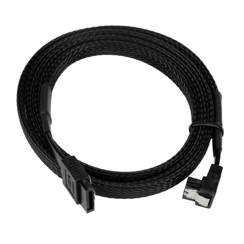 Кабель интерфейсный SATA Cablexpert CC-SATAM-DATA90-BLBR-100CM, Sata3 7pin / 7pin, 1м, угловой, метал.защелка, оплетка, черный, пакет