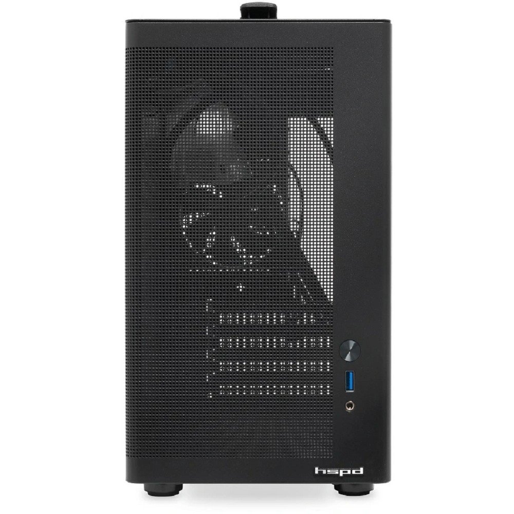 Case HSPD M210, Mesh Mid Tower, Black, 0.7 SPCC, 1x90mm mATX, mITX 140/280/150mm 1x2.5", 1x3.5", 4xPCI 1xUSB-A 3.0 302x168x350mm