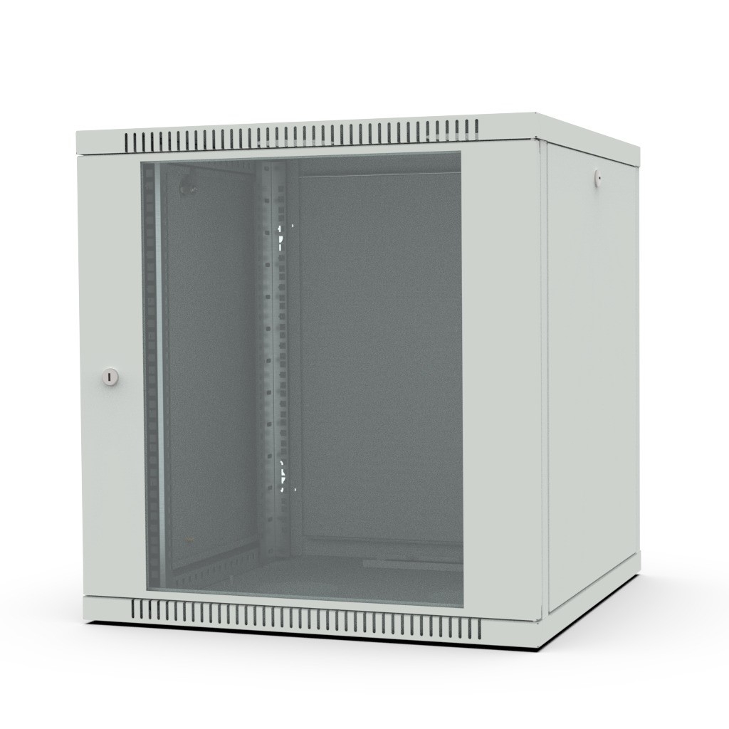 Шкаф настенный 19", 12U Filum FL-WB-1266GM-GY Wall Box (ШхГхВ) 600x600x623 мм, дверь стеклянная, цвет серый RAL7035