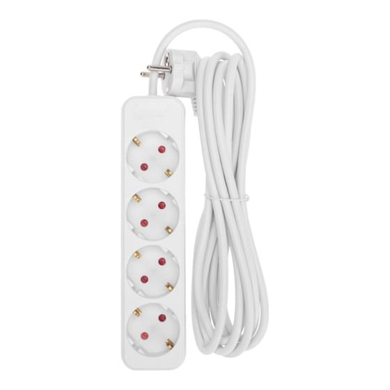Rexant  13-4026 Удлинитель STANDARD 4 гнезда, 3м, 3х1,0мм?, с/з, белый 