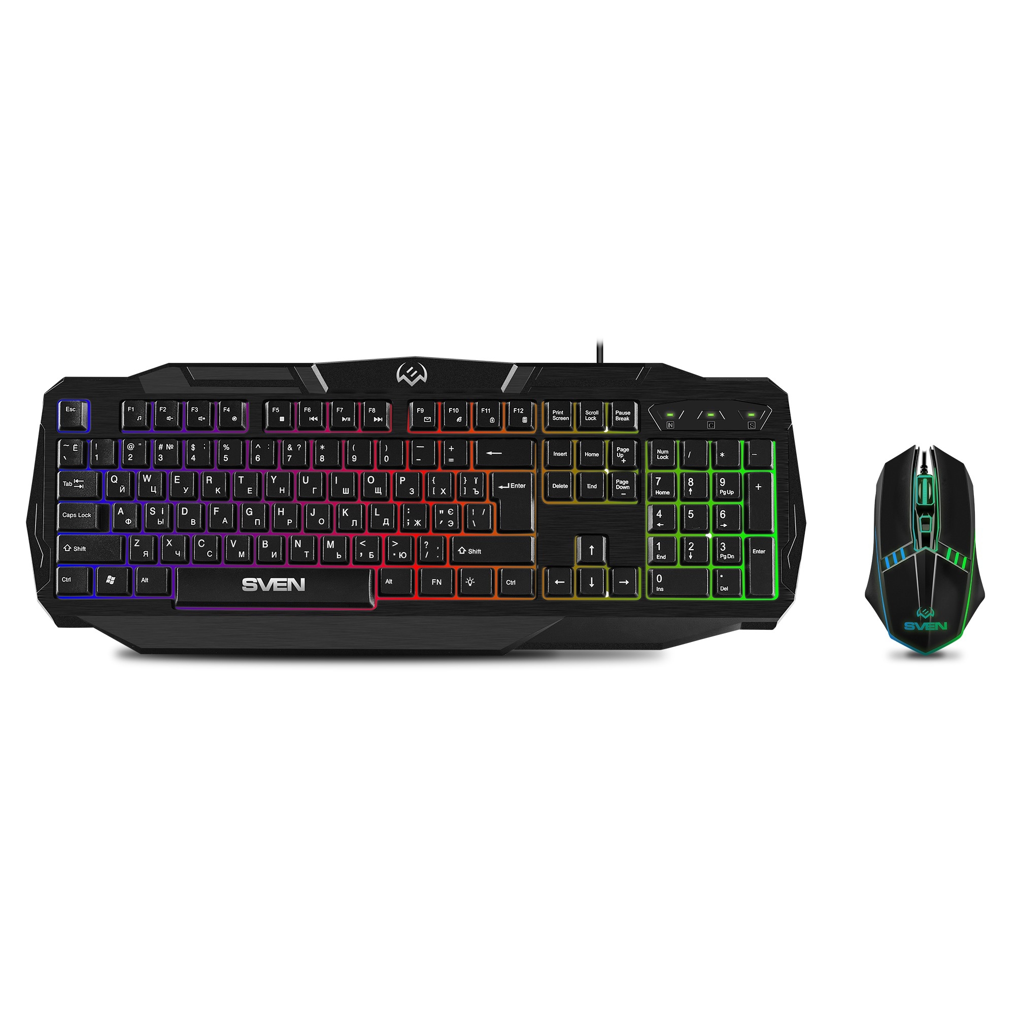 SVEN Комплект игровой клавиатура + мышь GS-9100 (104кл.+12Fn, 800-1600 DPI, 3+1кн., подсветка)