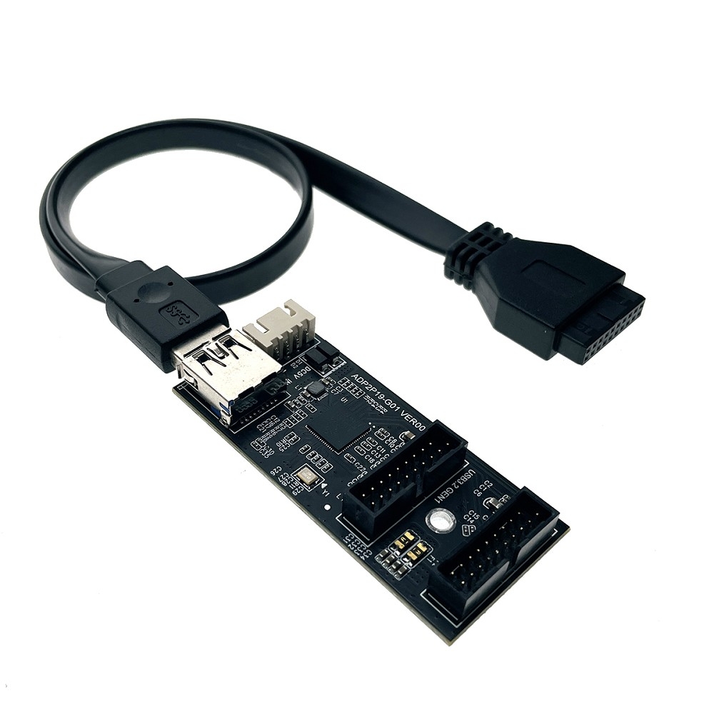Espada Переходник разветвитель с материнской платы 20 pin на 2 х 20 Pin, чипсет GL3510, доп.питание, USB 3.2 Gen 1 (USB3.0) (EiD202M) (45947)