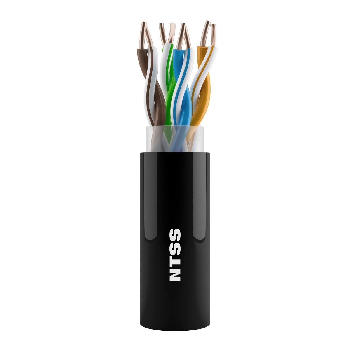 NTSS Кабель витая пара NTSS PREMIUM внешний одножильный UTP 4PR 24AWG CAT5e PE 305m черный, системная гарантия 25 лет NTSS-OUT-PM-UUTP4-5e-PE-BL
