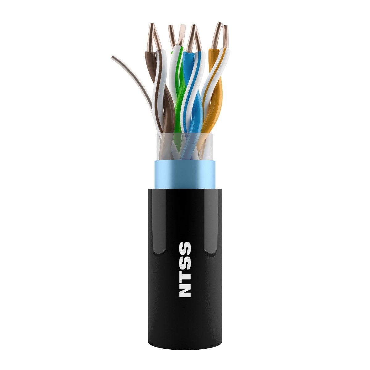 NTSS Кабель витая пара NTSS PREMIUM внешний одножильный F/UTP 4PR 24AWG CAT5e PE 305м черный, системная гарантия 25 лет NTSS-OUT-PM-FUTP4-5e-PE-BL