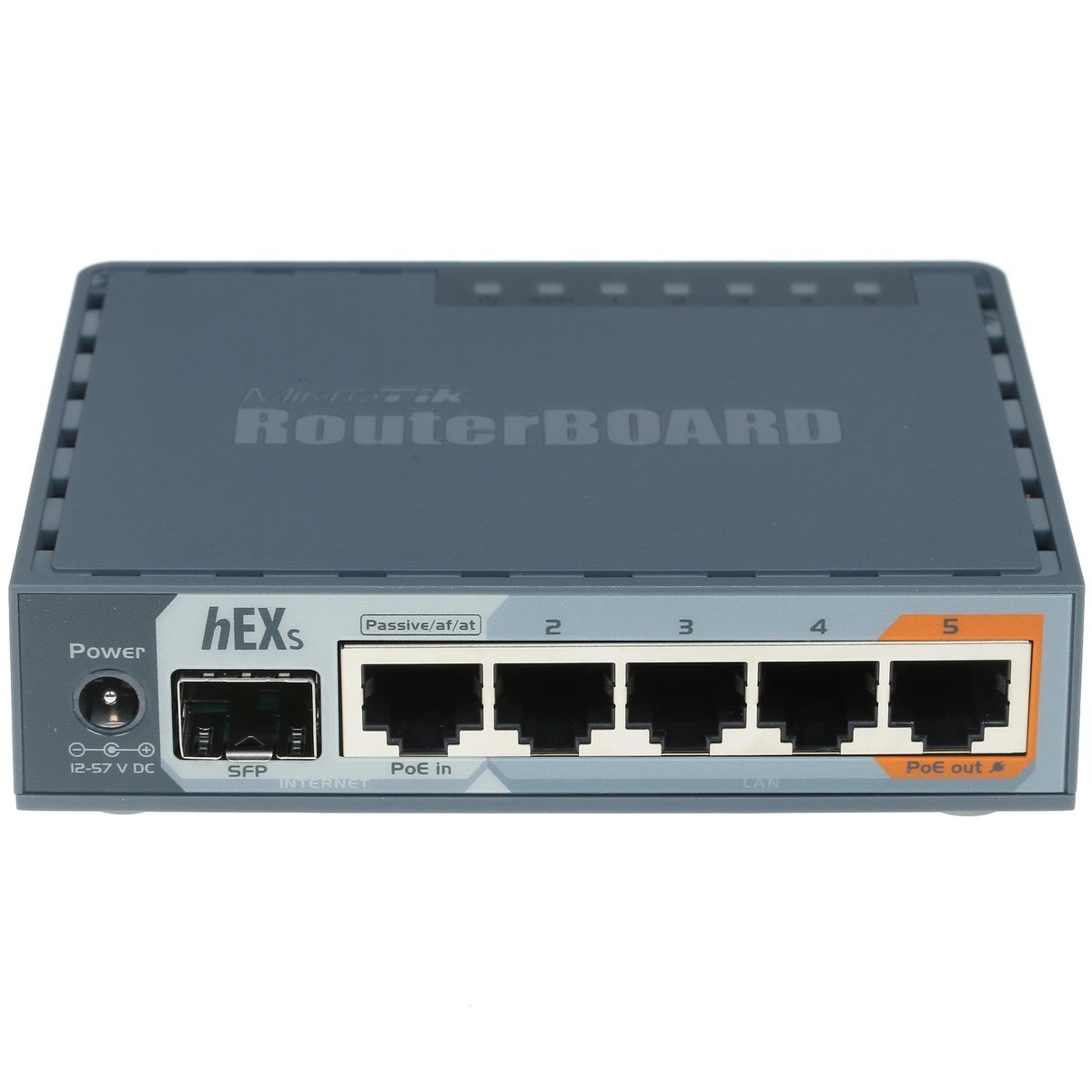 MikroTik RB760iGS Маршрутизатор проводной, 2 ядра (880 МГц), 5х 1G RJ45, SFP, USB, MicroSD, раздача PoE (HEX S)