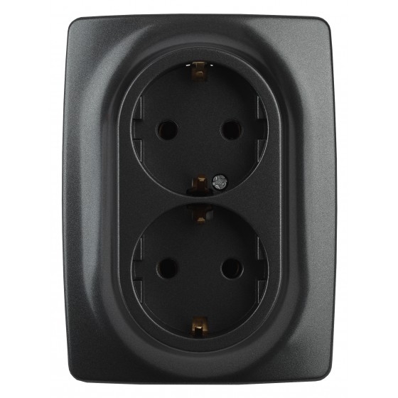 Розетка двойная 12-2106-05 16А IP20 250В 2X2P+E серия 12 антрацит Schuko (Б0031232)