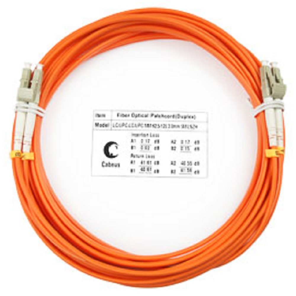 FOP-62-LC-LC-7m Коммутационный шнур оптический Cabeus tight buffer Duplex LC/LC (UPC/UPC) OM1 625/125 LSZH D 3мм 7м цвет: оранжевый