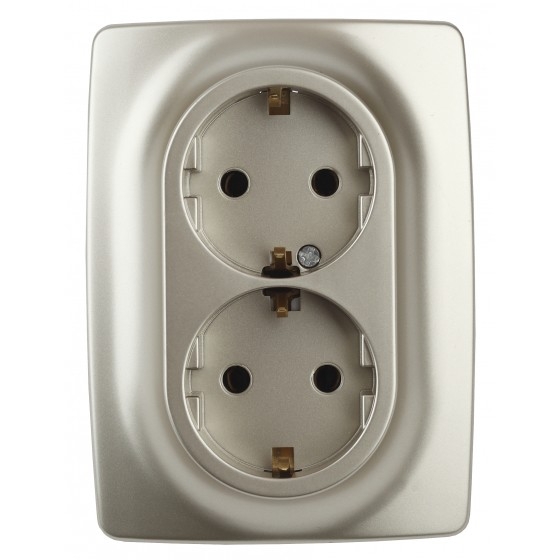 Эра Б0031231 12-2106-04 Розетка 2X2P+E Schuko, 16АХ-250В, Эра12, шампань