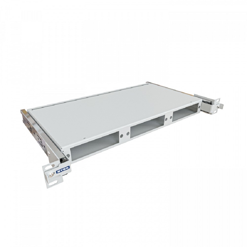NTSS Кросс NTSS оптический выдвижной 19'' укомплектованный 1U, 24 порта LC/APC duplex, 9/125 мкм (планки, сплайс-кассета 2шт, пигтейлы, КДЗС, адаптеры) серый RAL 7035 NTSS-RsFOB-1U-24-2LC/A-9-SP1.5G1A