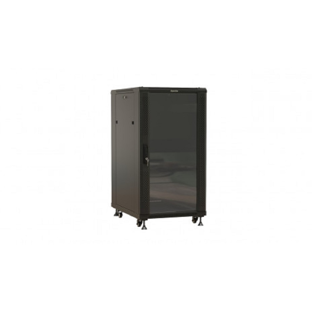 Шкаф коммутационный Hyperline TTBR-2268-AS-RAL9004 напольный,  стеклянная передняя дверь,  22U,  600x1166x800 мм