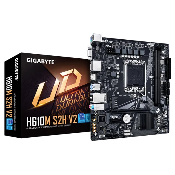 Материнская плата/ MB GIGABYTE INTEL H610 s1700, 2xDDR5(64GB), D-SUB/HDMI 2.1/2xDP, 1xPCIe 4.0x16, 1xPCIe 3.0, 1xLAN, 4xSATA 6Gb/s, 1xM.2, 2xUSB 3.2, 4xUSB 2.0, 1xPS/2, mATX
