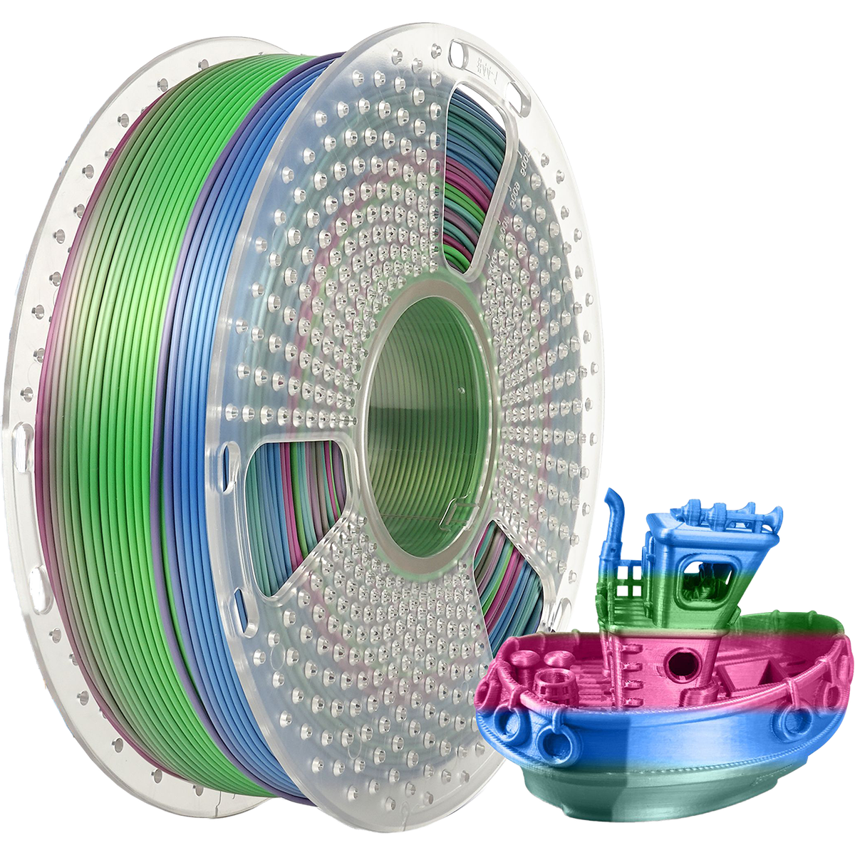 -/ Филамент NVPRINT Silk PLA+ Rainbow 06 для 3D печати диаметр 1.75мм  длина 330 метров  масса 1 кг