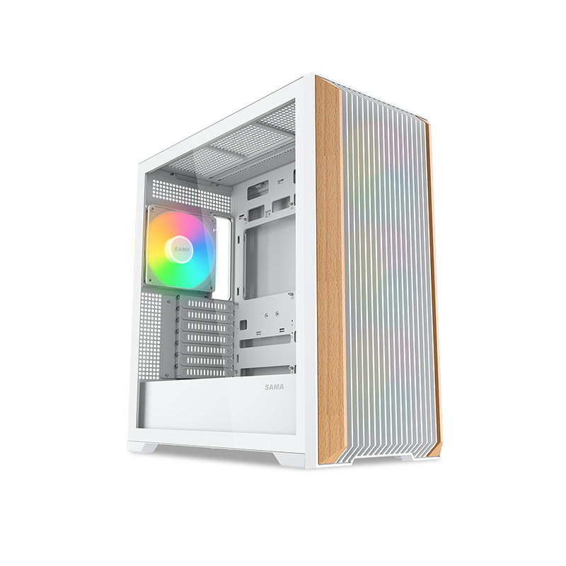 Компьютерный корпус без блока питания SAMA Z60 белый, Midi-Tower, TG, 4x140мм ARGb, 2xUSB 3.0 + 1xUSB 3.1 Type-C, E-ATX, ATX, mATX, mITX белый
